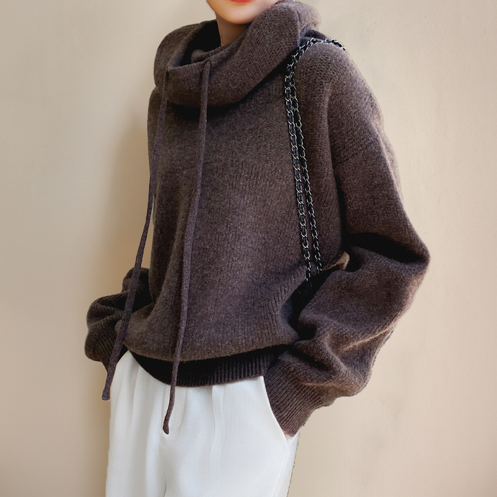 Women's Knit Cowl Neck Hoodie