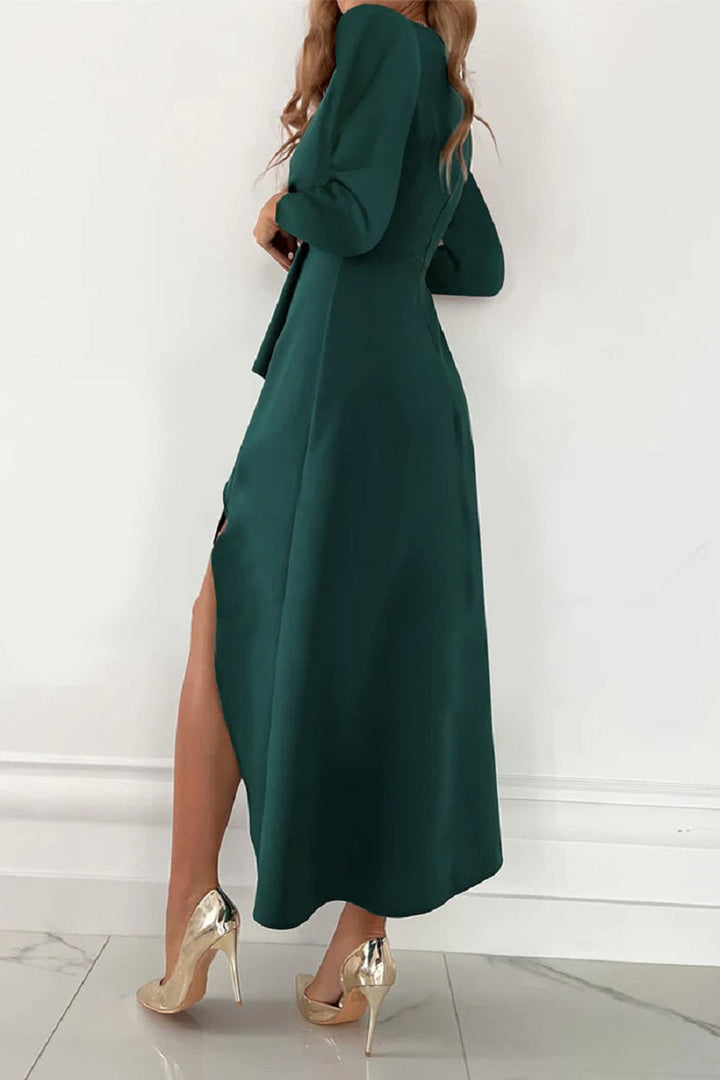 Celeste | Wrap Midi Dress with Asymmetrical Hem