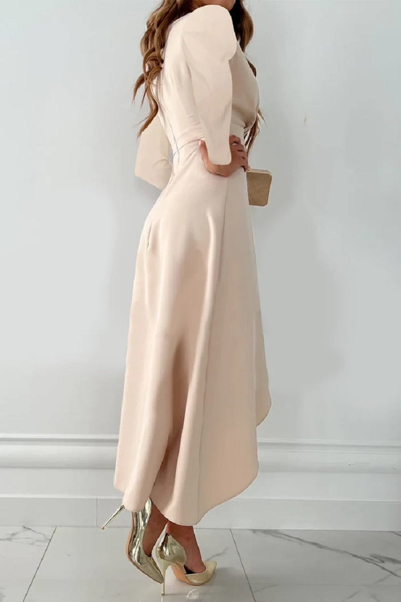 Celeste | Wrap Midi Dress with Asymmetrical Hem