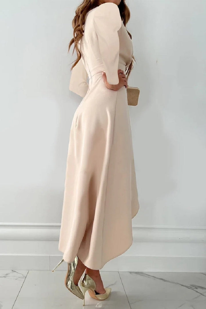 Celeste | Wrap Midi Dress with Asymmetrical Hem