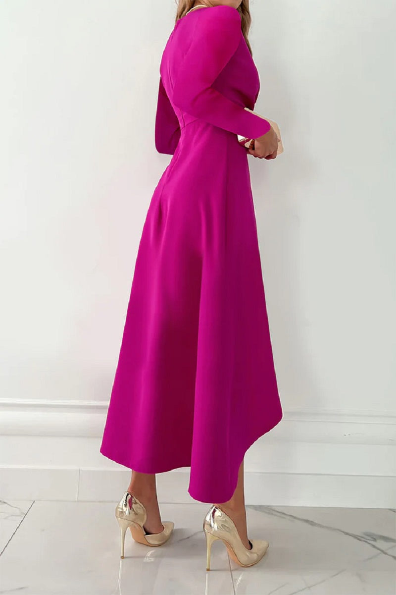 Celeste | Wrap Midi Dress with Asymmetrical Hem