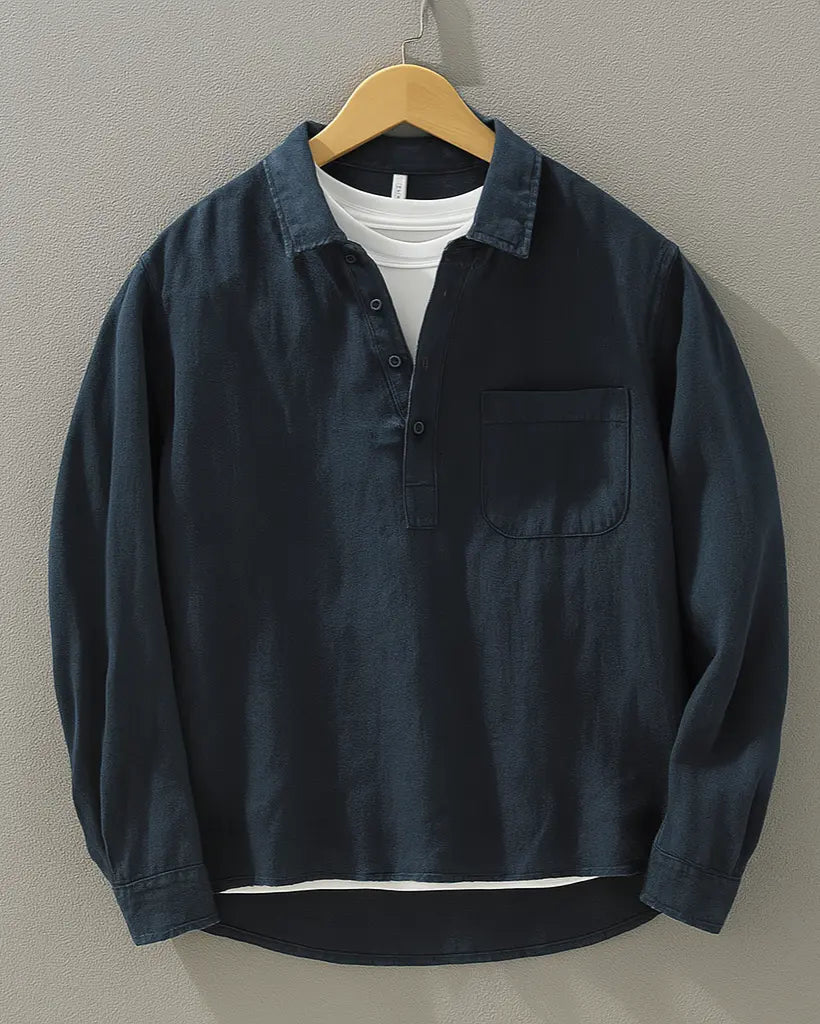 Men's Cotton Linen Popover Shirt