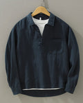 Chemise à enfiler en coton et lin pour homme
