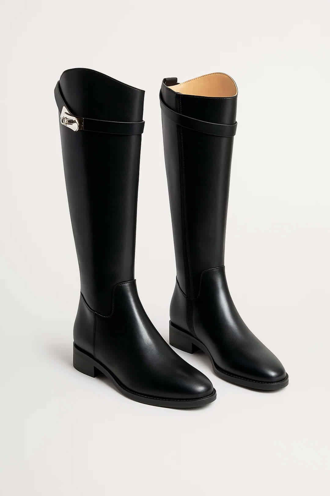 Women's Knee-High Boots with Buckle Detail