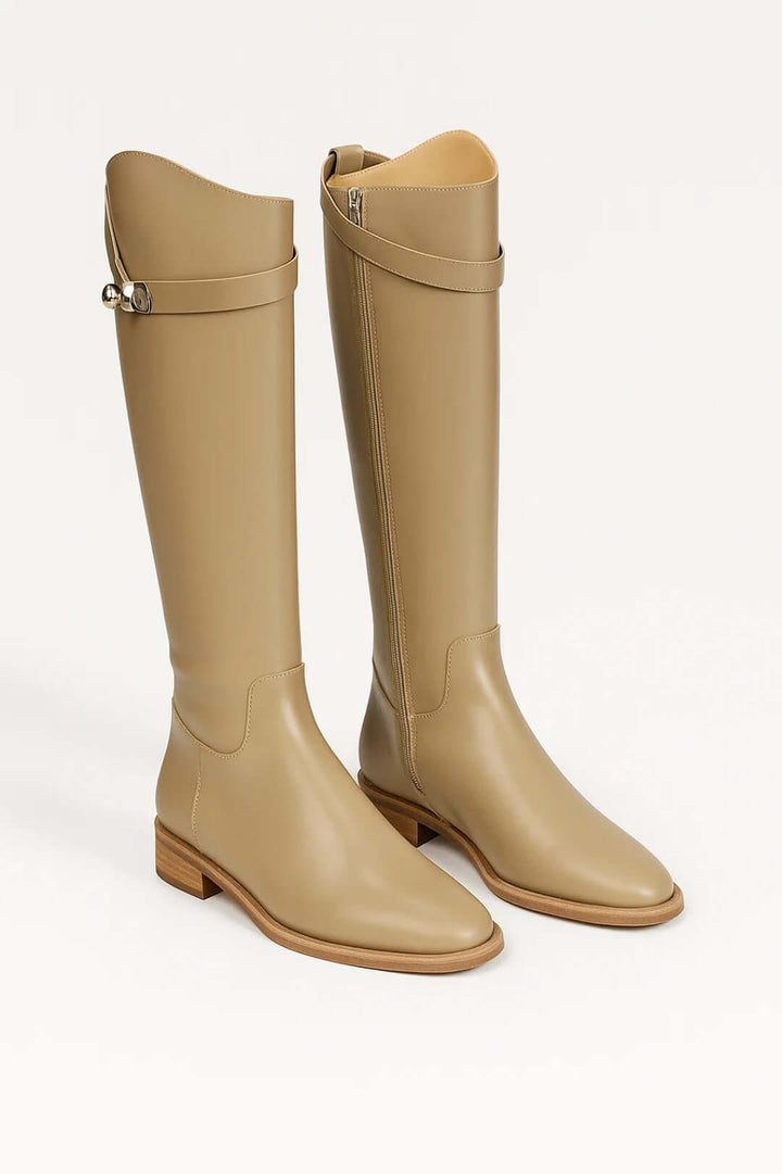 Women's Knee-High Boots with Buckle Detail
