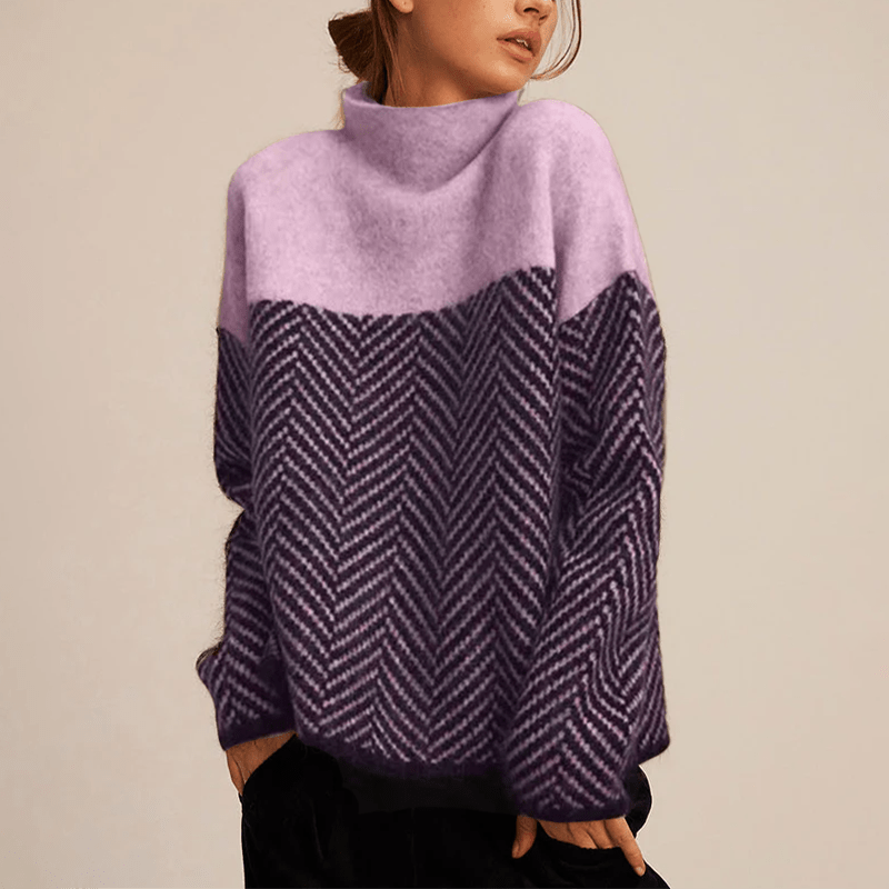 Women's Chevron Colourblock Knit Jumper