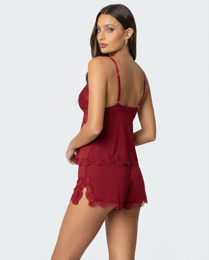 Women's Lace Trim Cami and Shorts Set