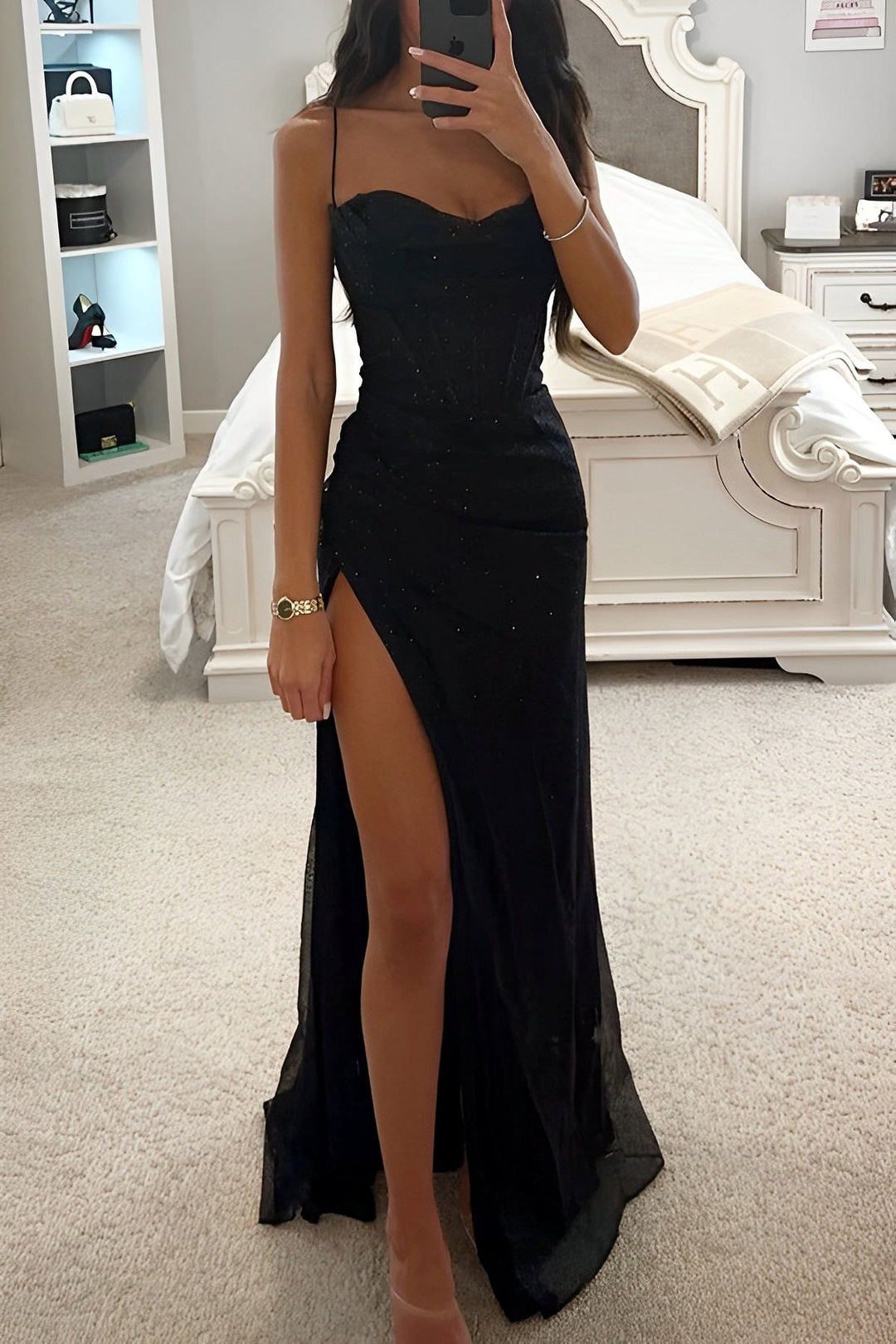 Women's Corset Slit Maxi Dress