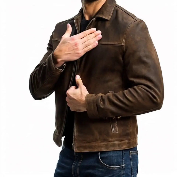 Men's Leather Style Biker Jacket