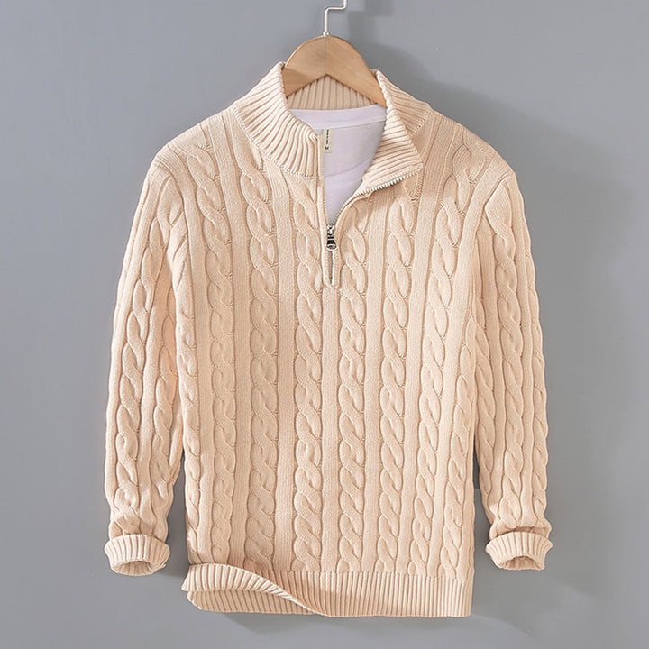 Men's Half Zip Cable Knit Jumper