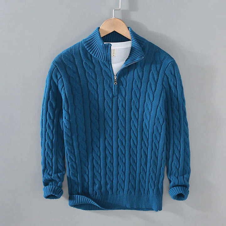 Men's Half Zip Cable Knit Jumper