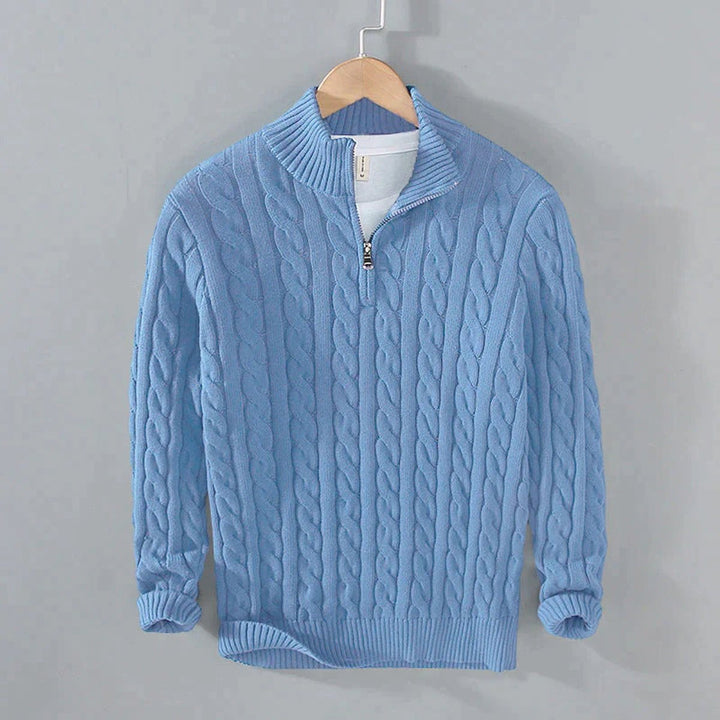 Men's Half Zip Cable Knit Jumper