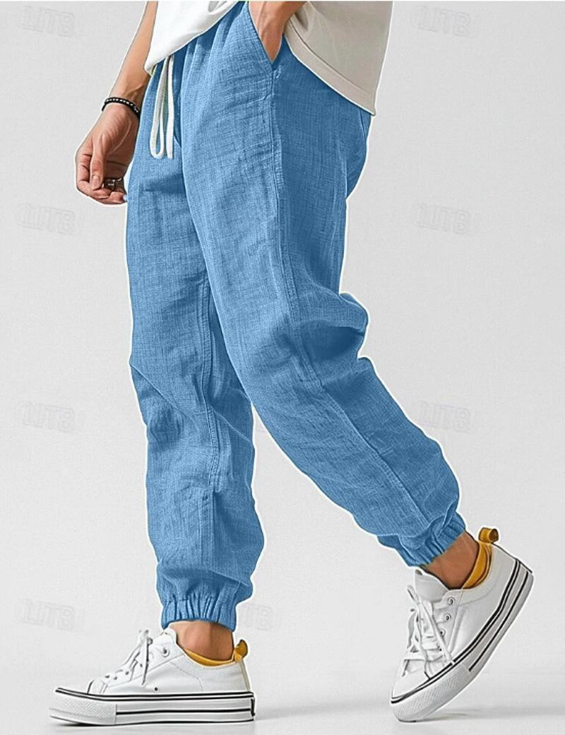 Men's Linen Relaxed Fit Jogger Trousers