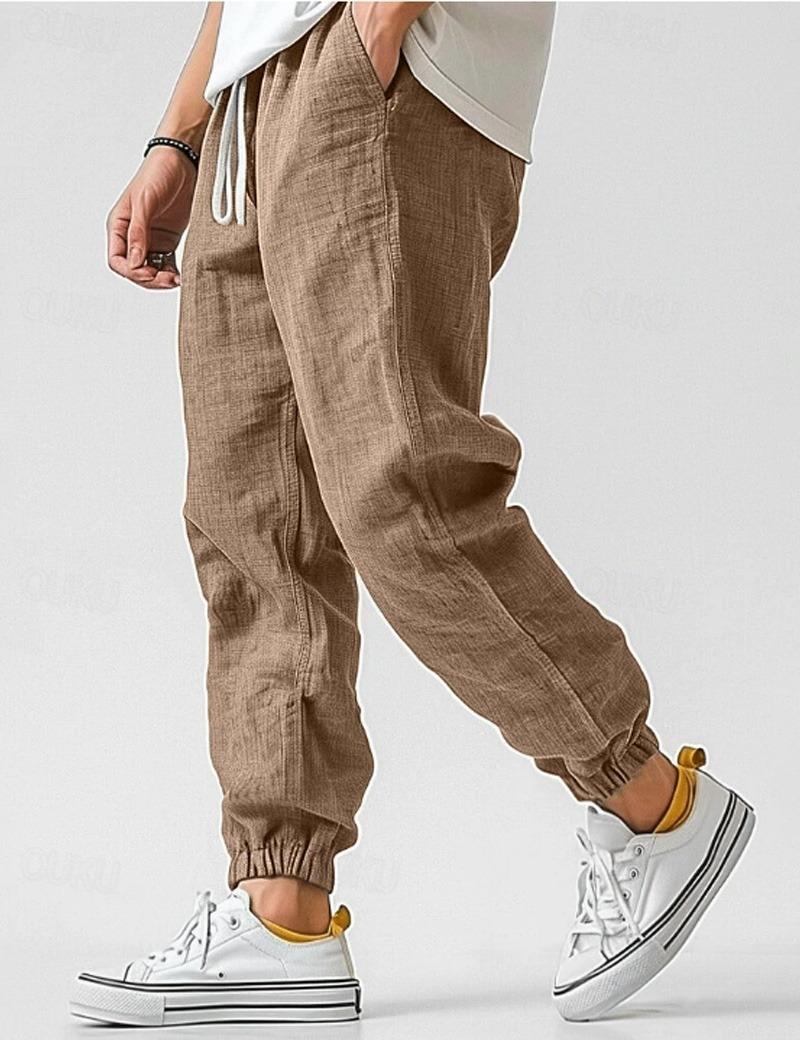 Men's Linen Relaxed Fit Jogger Trousers