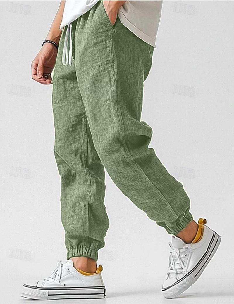 Men's Linen Relaxed Fit Jogger Trousers