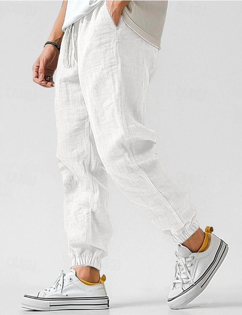 Men's Linen Relaxed Fit Jogger Trousers