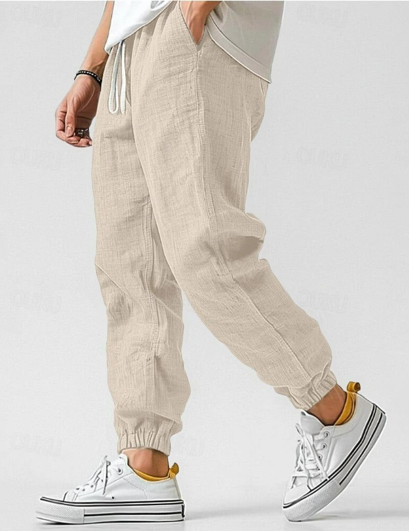 Men's Linen Relaxed Fit Jogger Trousers