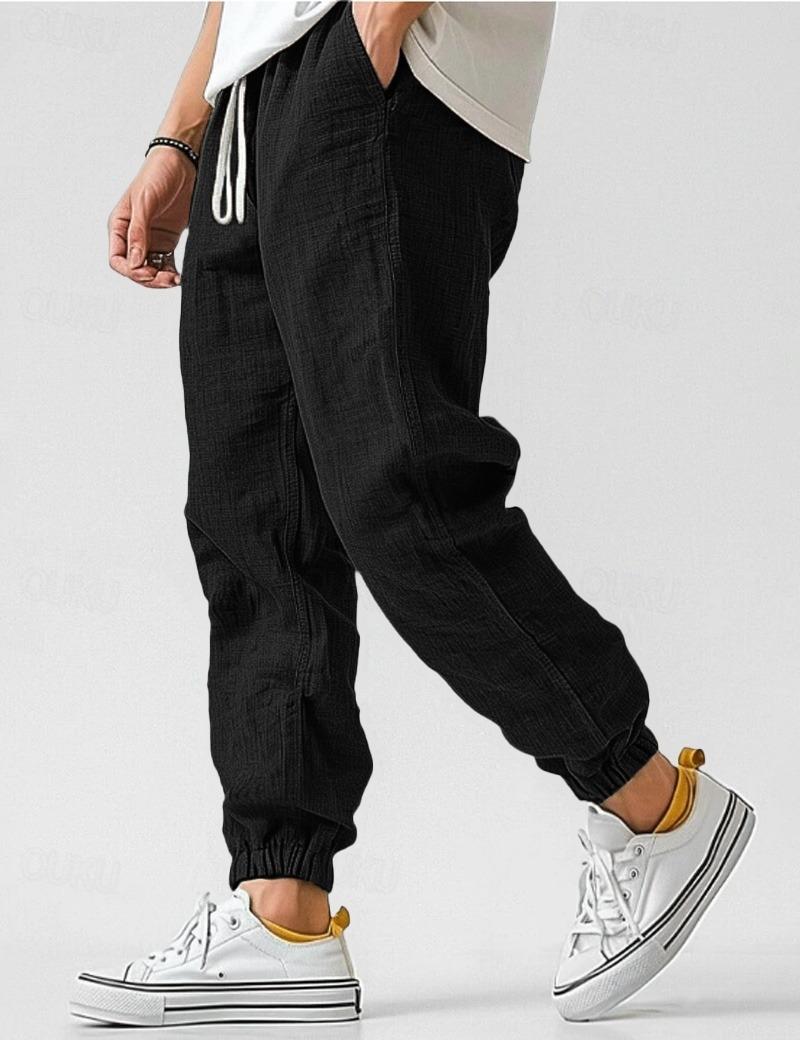 Men's Linen Relaxed Fit Jogger Trousers