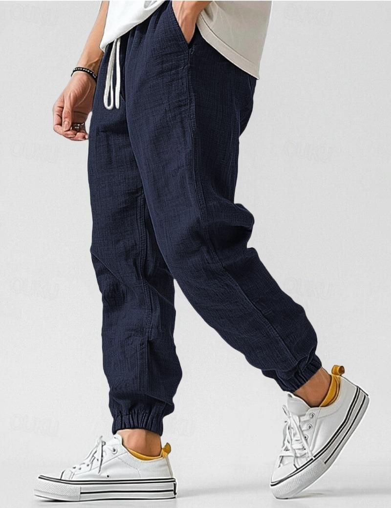 Men's Linen Relaxed Fit Jogger Trousers