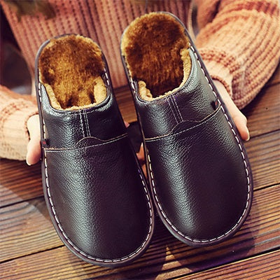 Men's Waterproof Leather Slippers