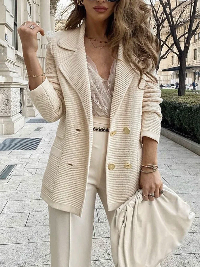 Blazer en maille pour femme avec boutons croisés