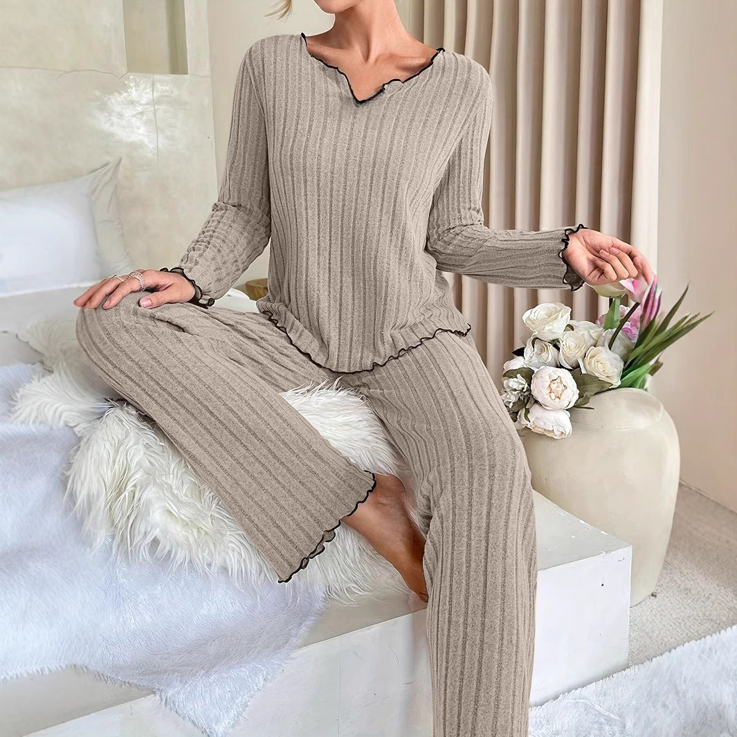 Women's Two-Piece Pajamas with Ruffles