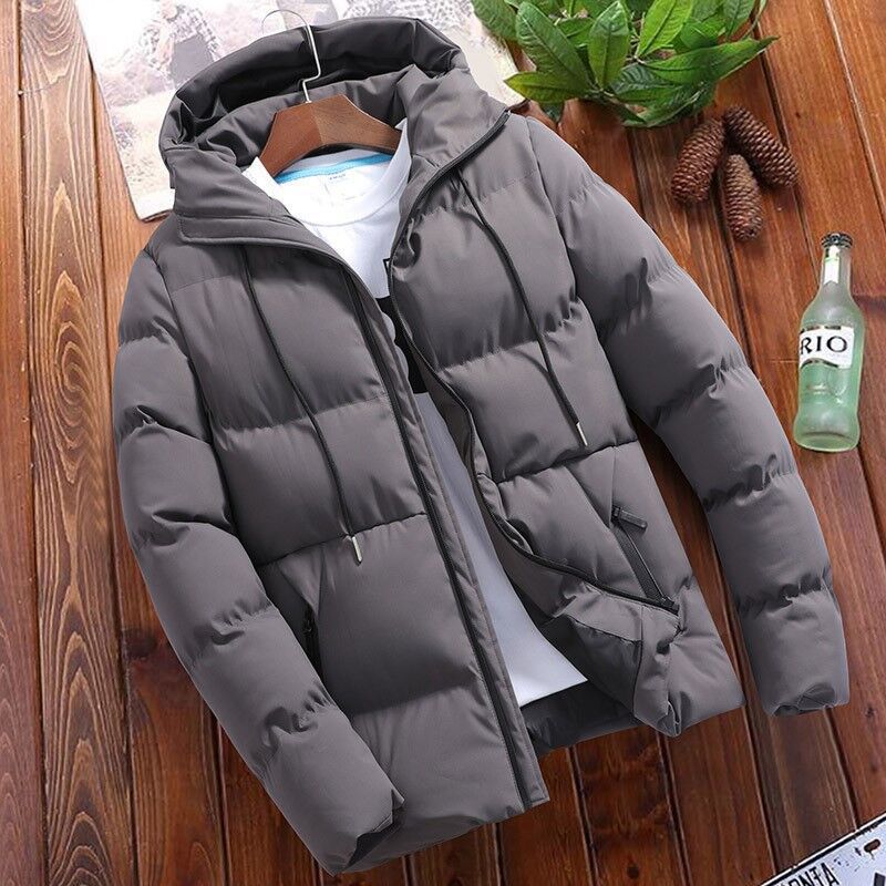 Men's Quilted Puffer Jacket with Hood