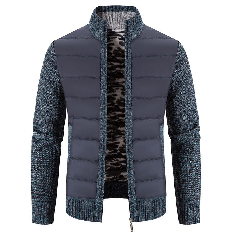 Men's Hybrid Padded Jacket with Knitted Sleeves