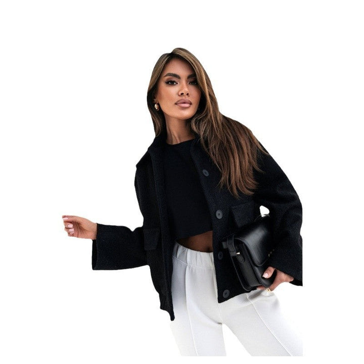Women's Oversized Wool-Blend Jacket with Button Front