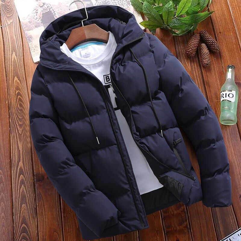 Men's Quilted Puffer Jacket with Hood