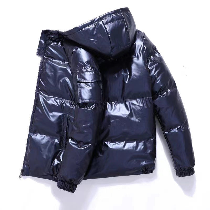 Men's Quilted Puffer Jacket with Hood and Thermal Lining