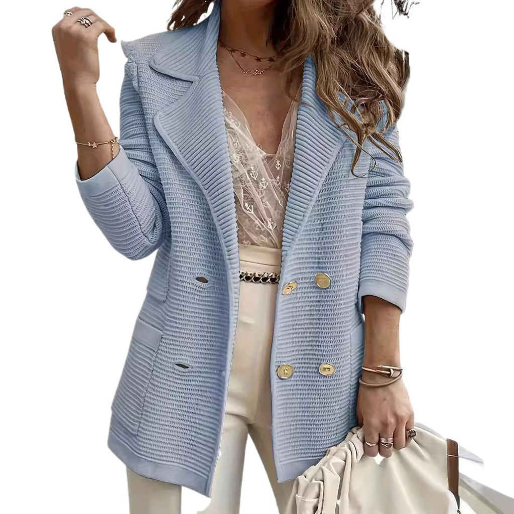 Blazer en maille pour femme avec boutons croisés