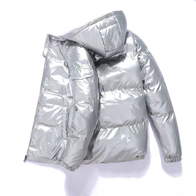 Men's Quilted Puffer Jacket with Hood and Thermal Lining