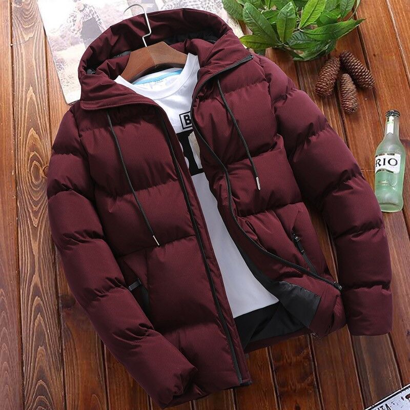 Men's Quilted Puffer Jacket with Hood