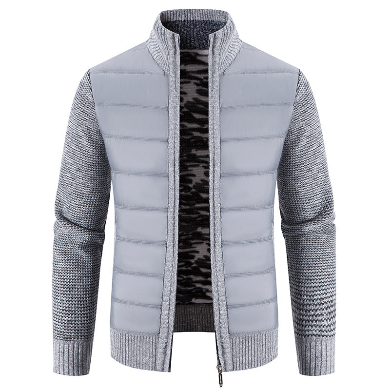 Men's Hybrid Padded Jacket with Knitted Sleeves