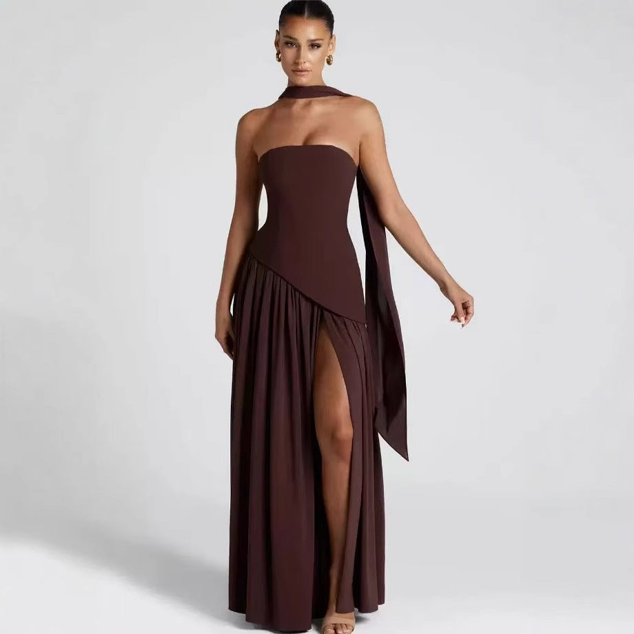Women's Wedding Guest Strapless Maxi Dress