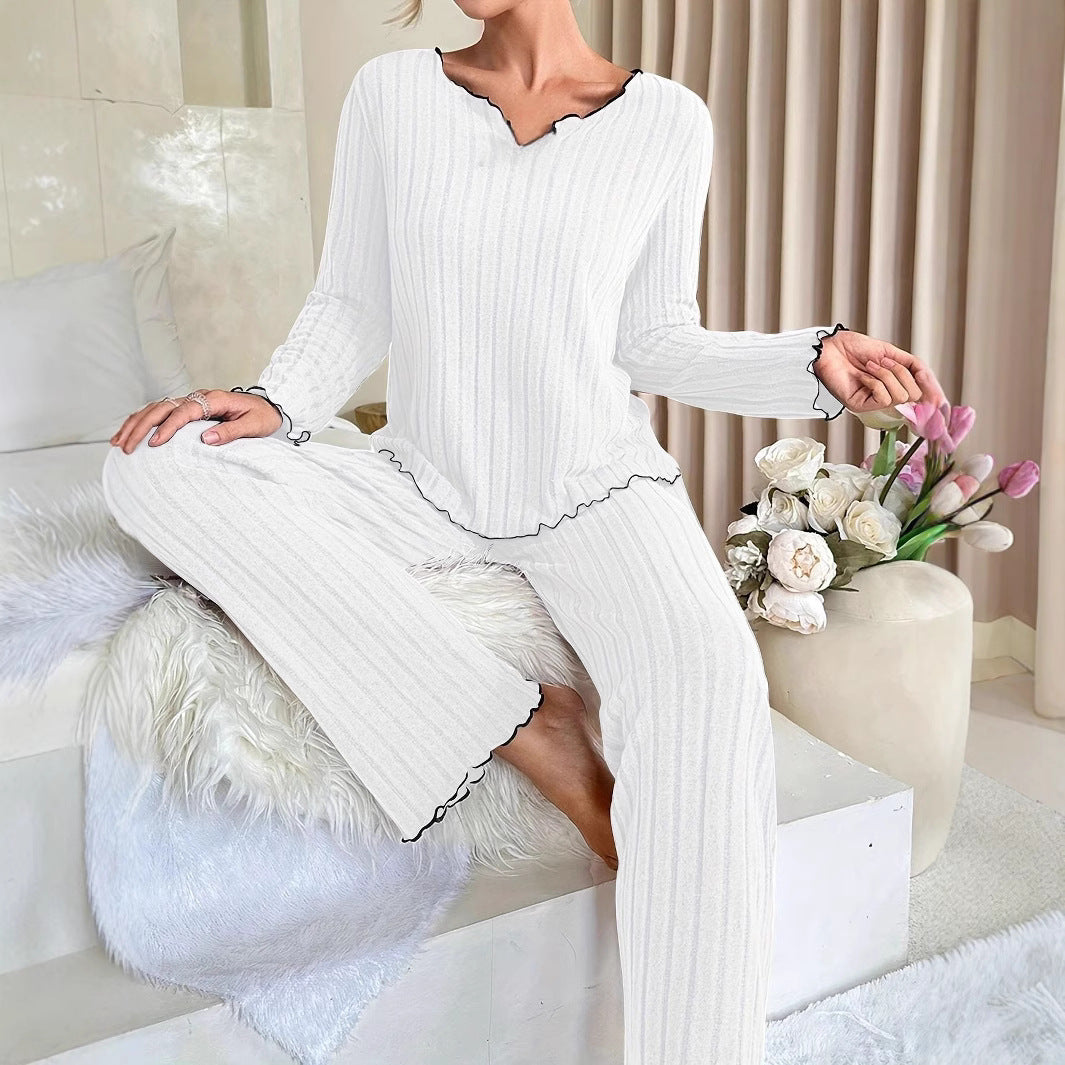 Women's Two-Piece Pajamas with Ruffles