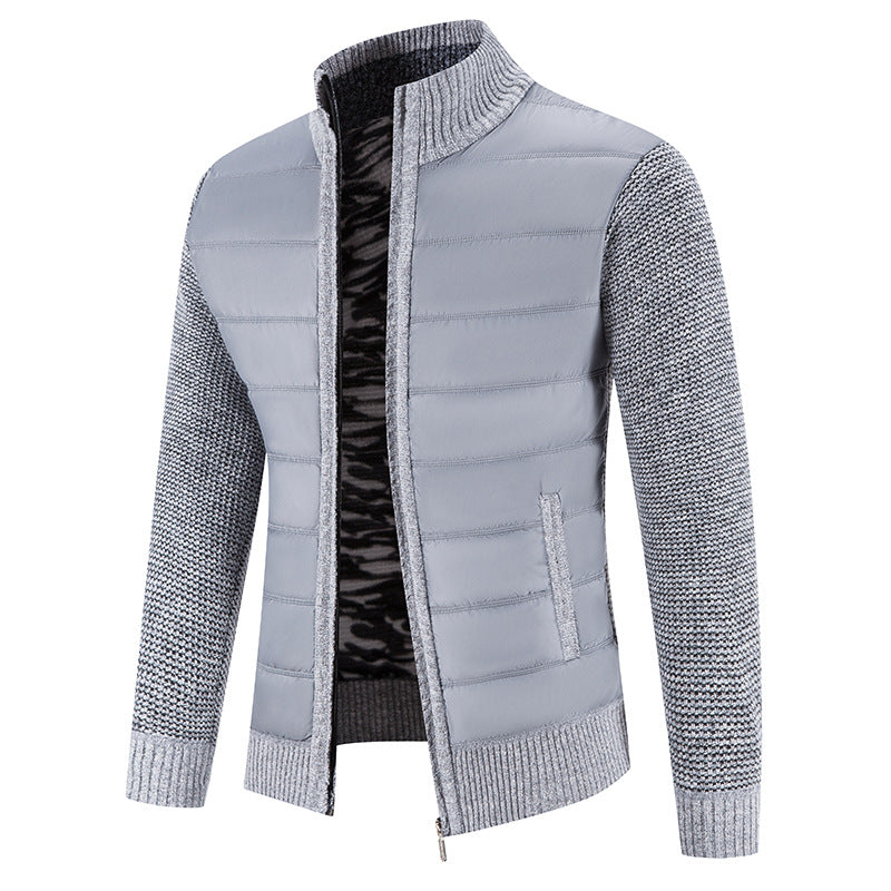Men's Hybrid Padded Jacket with Knitted Sleeves
