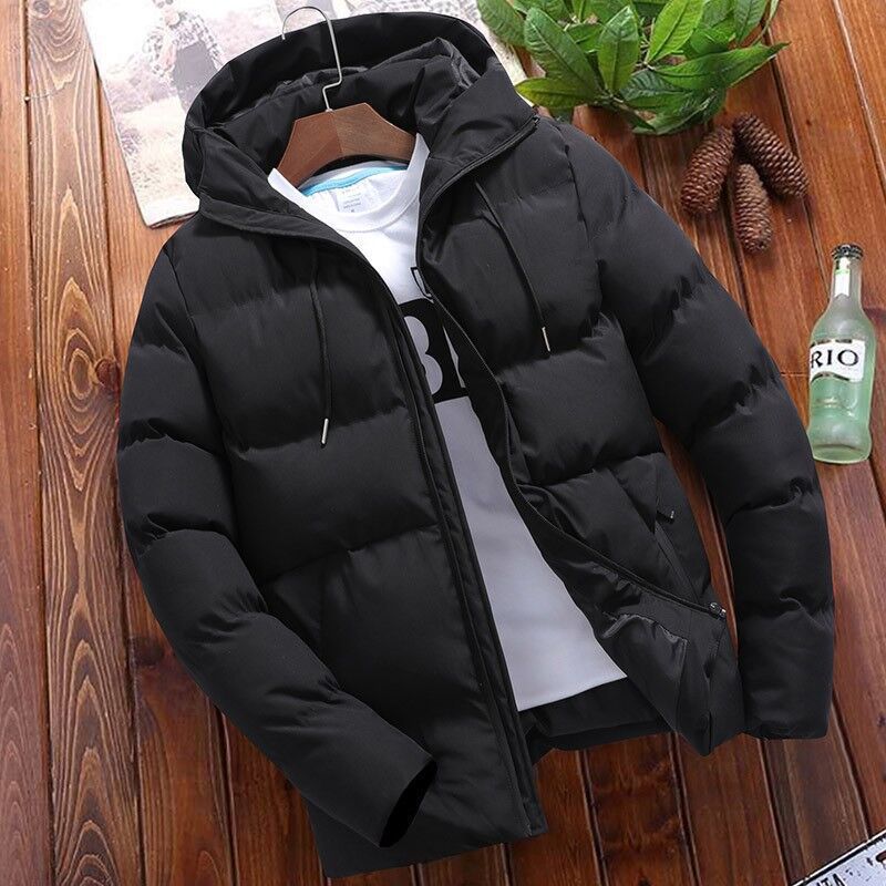 Men's Quilted Puffer Jacket with Hood