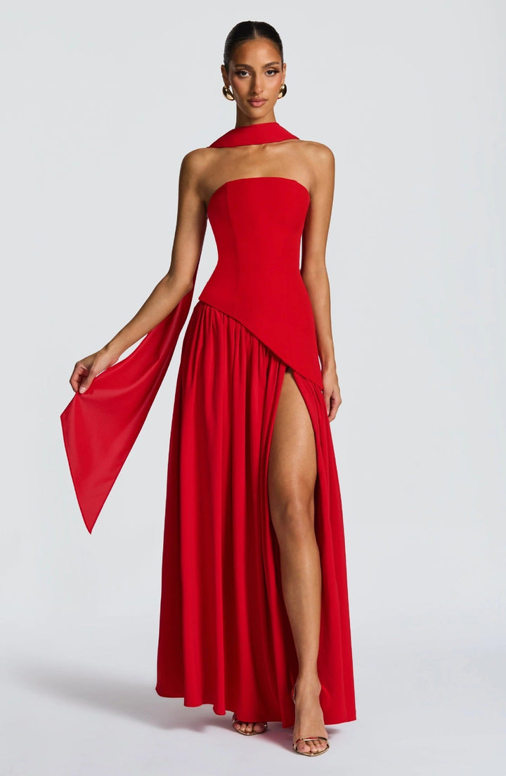 Women's Wedding Guest Strapless Maxi Dress