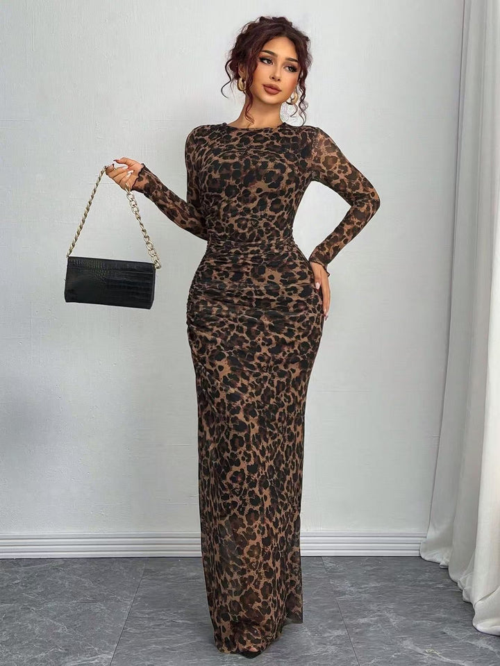 Women's Printed Long Sleeve Maxi Dress