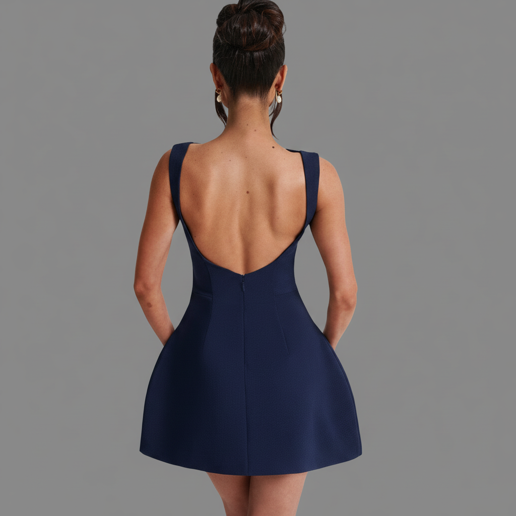 Women's Boat Neck A-Line Mini Dress
