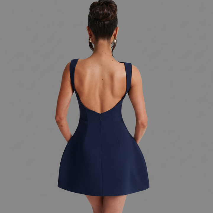 Women's Boat Neck A-Line Mini Dress