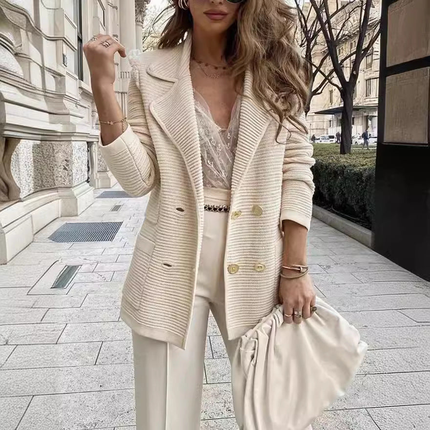 Blazer en maille pour femme avec boutons croisés