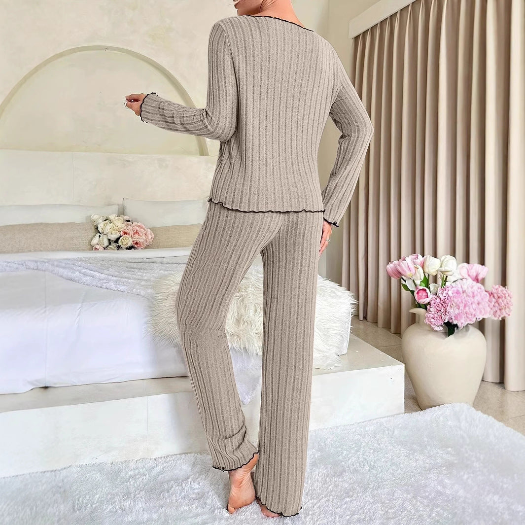 Women's Two-Piece Pajamas with Ruffles