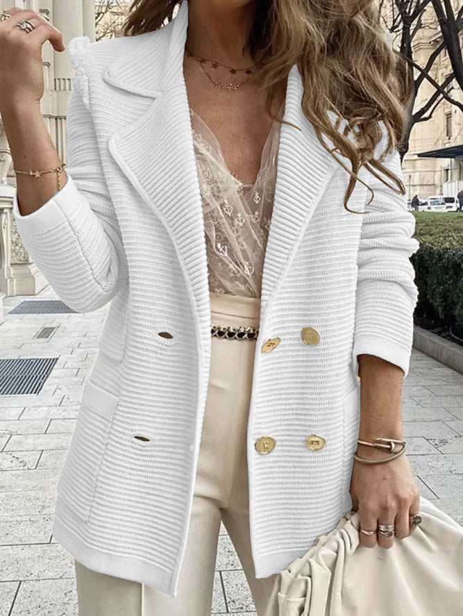 Blazer en maille pour femme avec boutons croisés