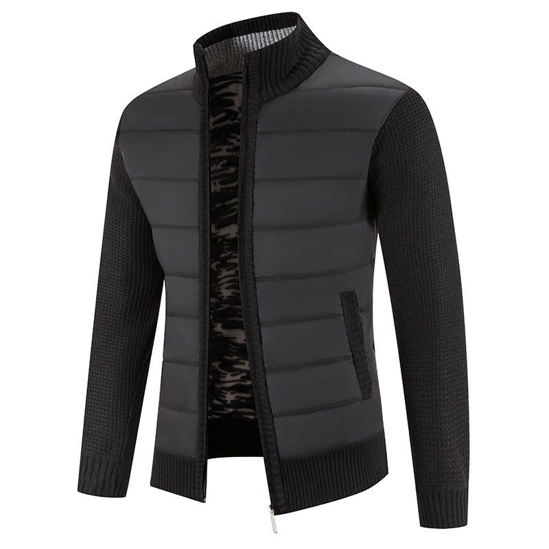 Men's Hybrid Padded Jacket with Knitted Sleeves