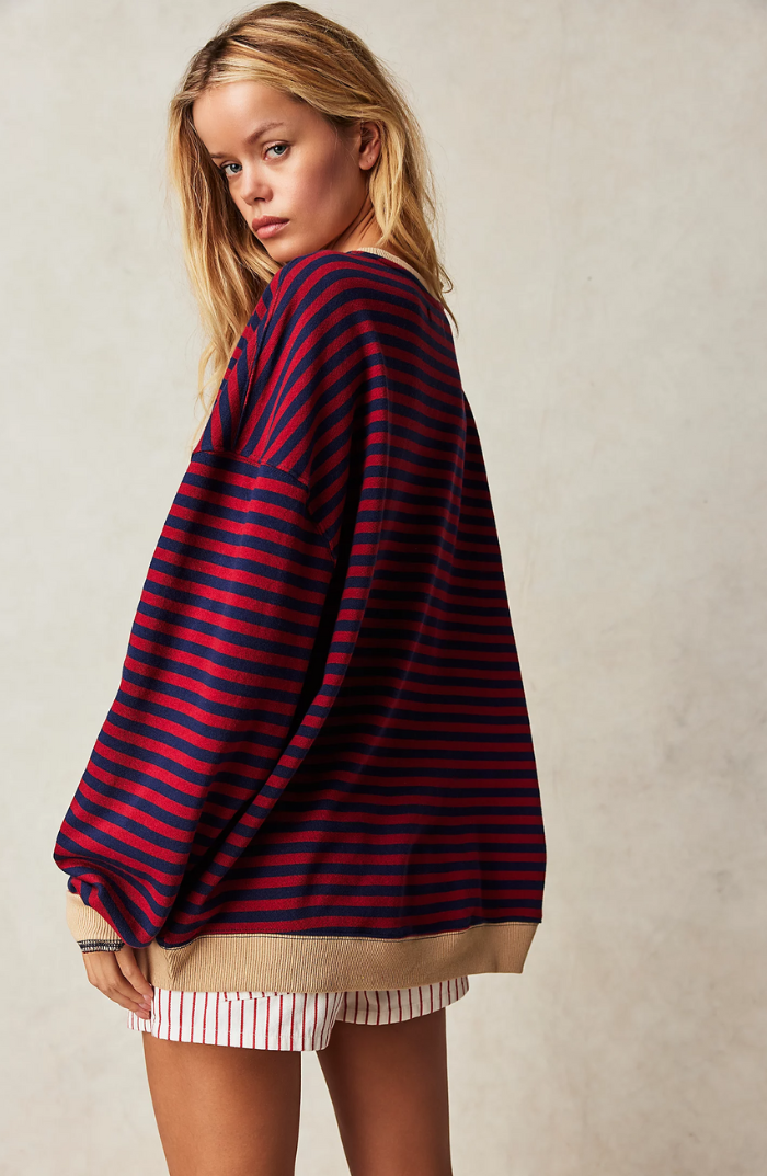 Women's Oversized Striped Sweatshirt
