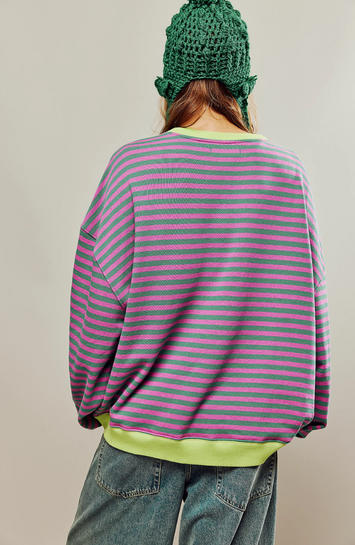 Women's Oversized Striped Sweatshirt