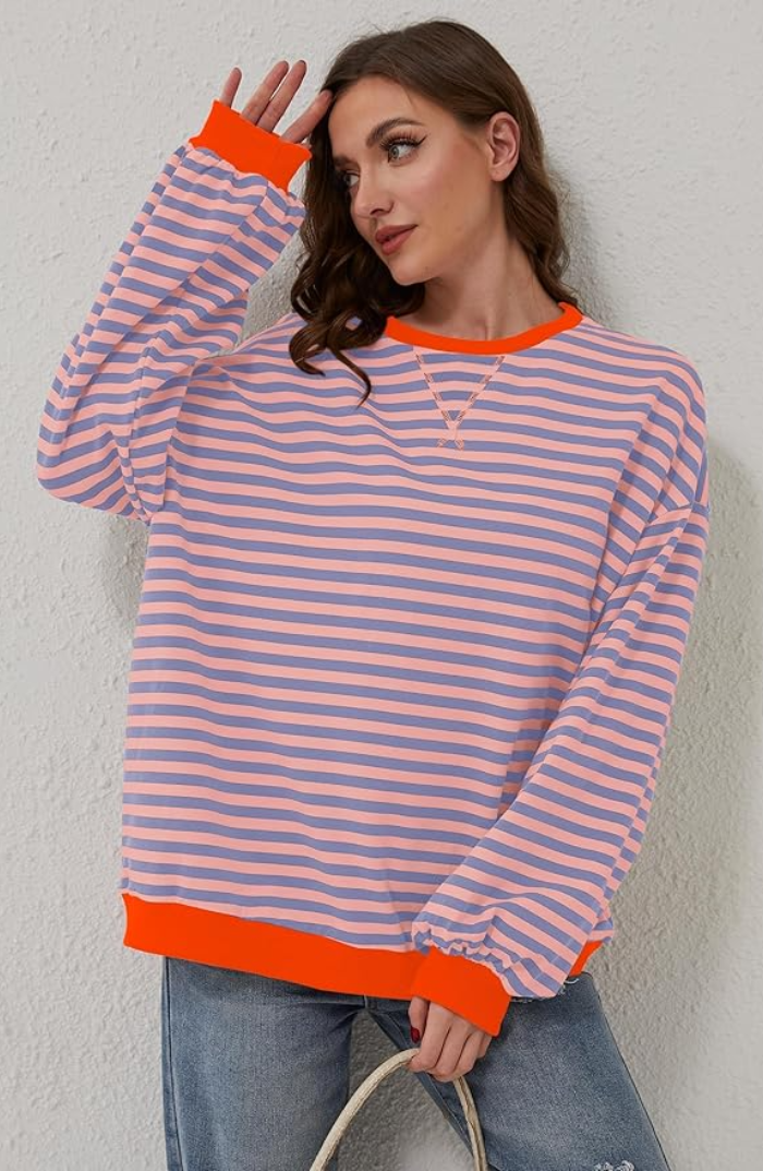 Women's Oversized Striped Sweatshirt